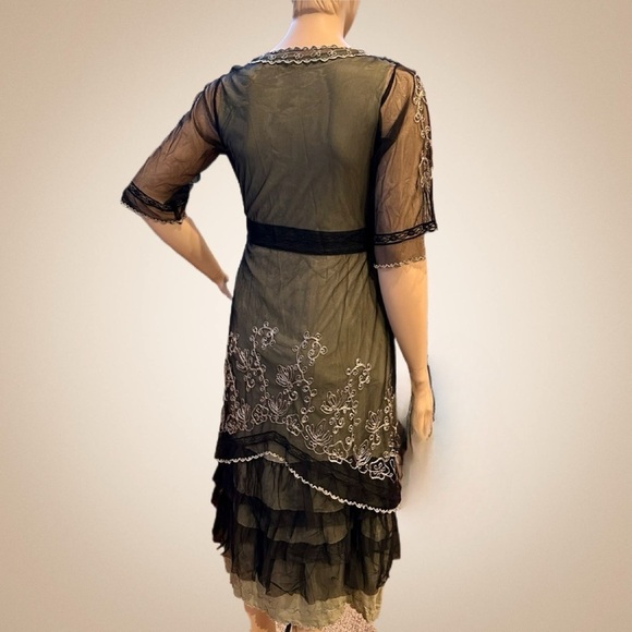 Nataya #2101 “Victorian Lux Lace” Titanic Tea Dress Size 1X Black & Taupe NWOT! - Picture 4 of 16